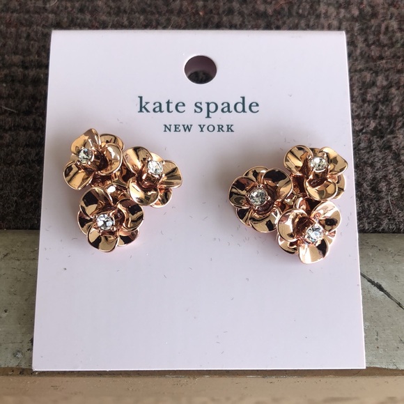 NWT Kate Spade ♠️ Sparkly Rhinestone Rose Gold Earrings - Picture 12 of 12